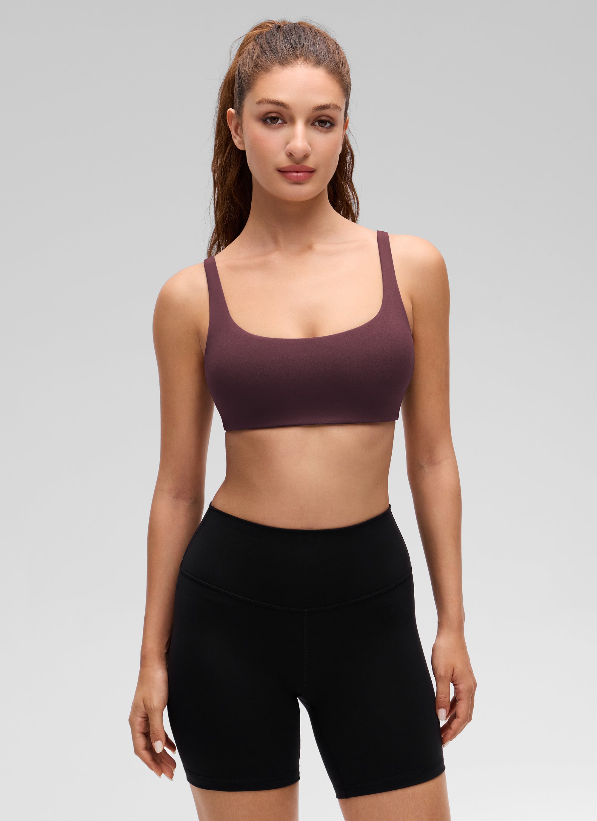 Mini-soutien-gorge rembourré type caraco Butterluxe à col carré CRZ YOGA pour femme, Prune Mûre