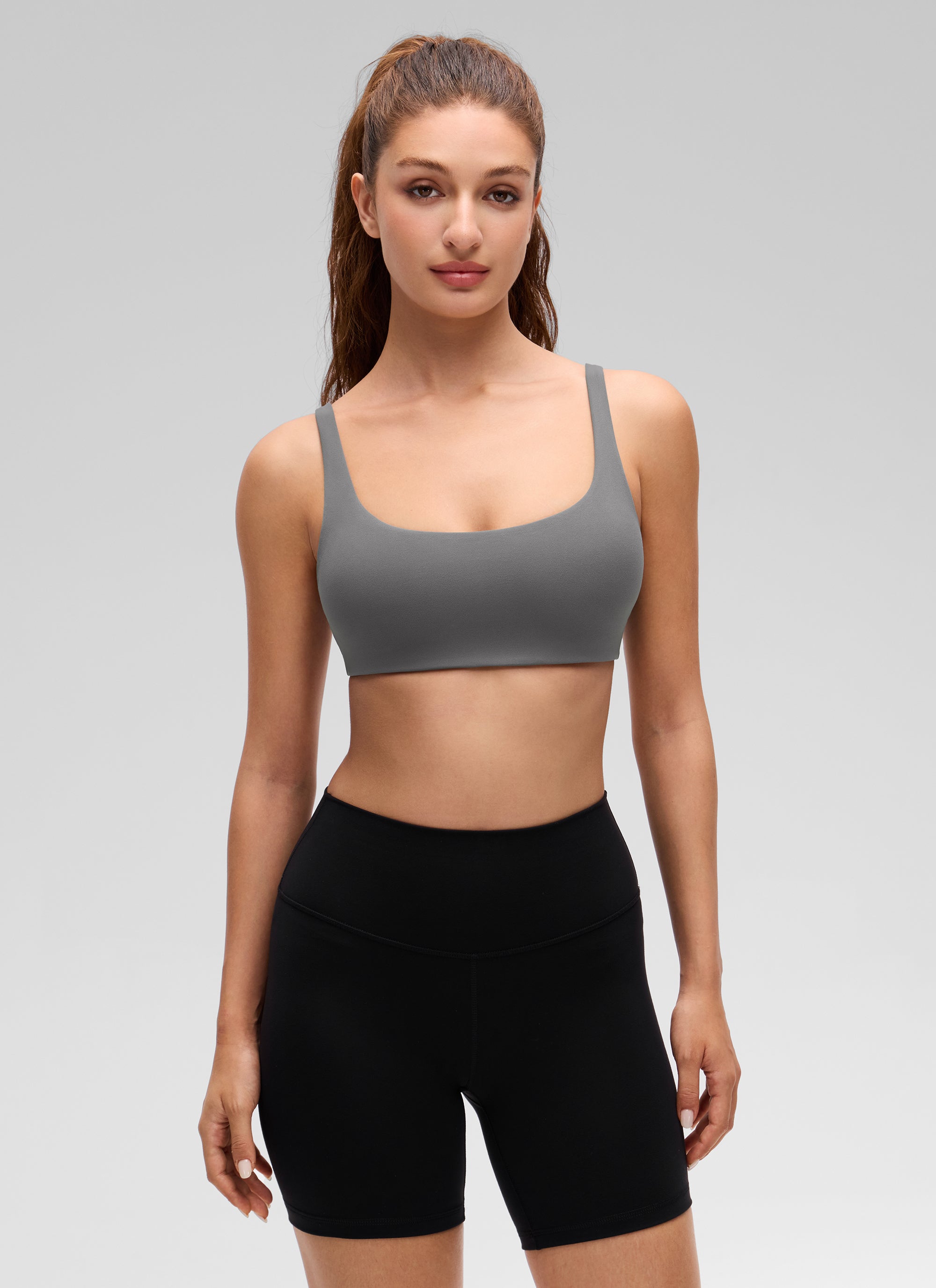 Mini soutien-gorge caraco rembourré à col carré Butterluxe pour femme CRZ YOGA Gris cendre