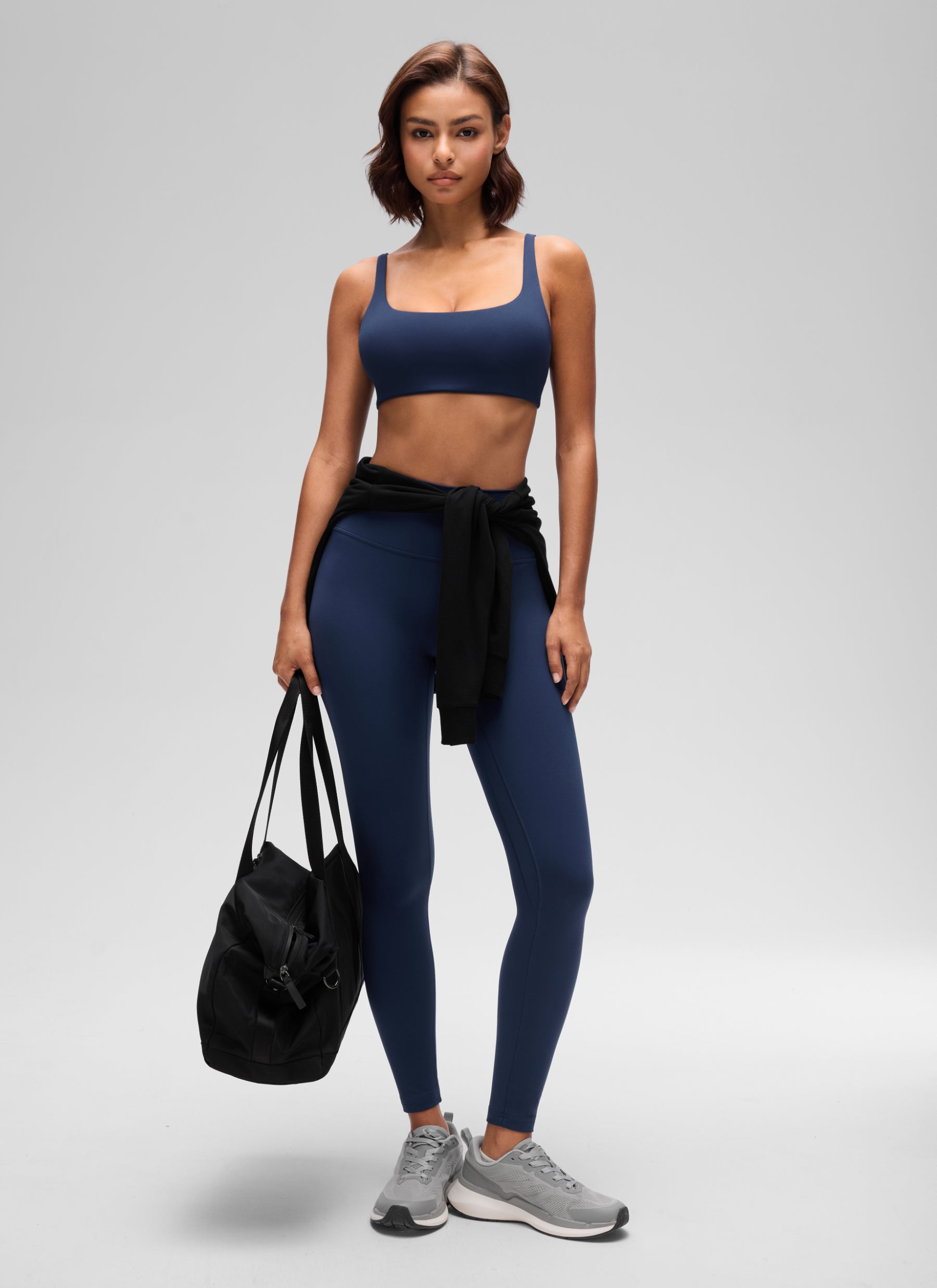 CRZ YOGA Soutien-gorge caraco Butterluxe rembourré à col carré pour femme, Bleu Club