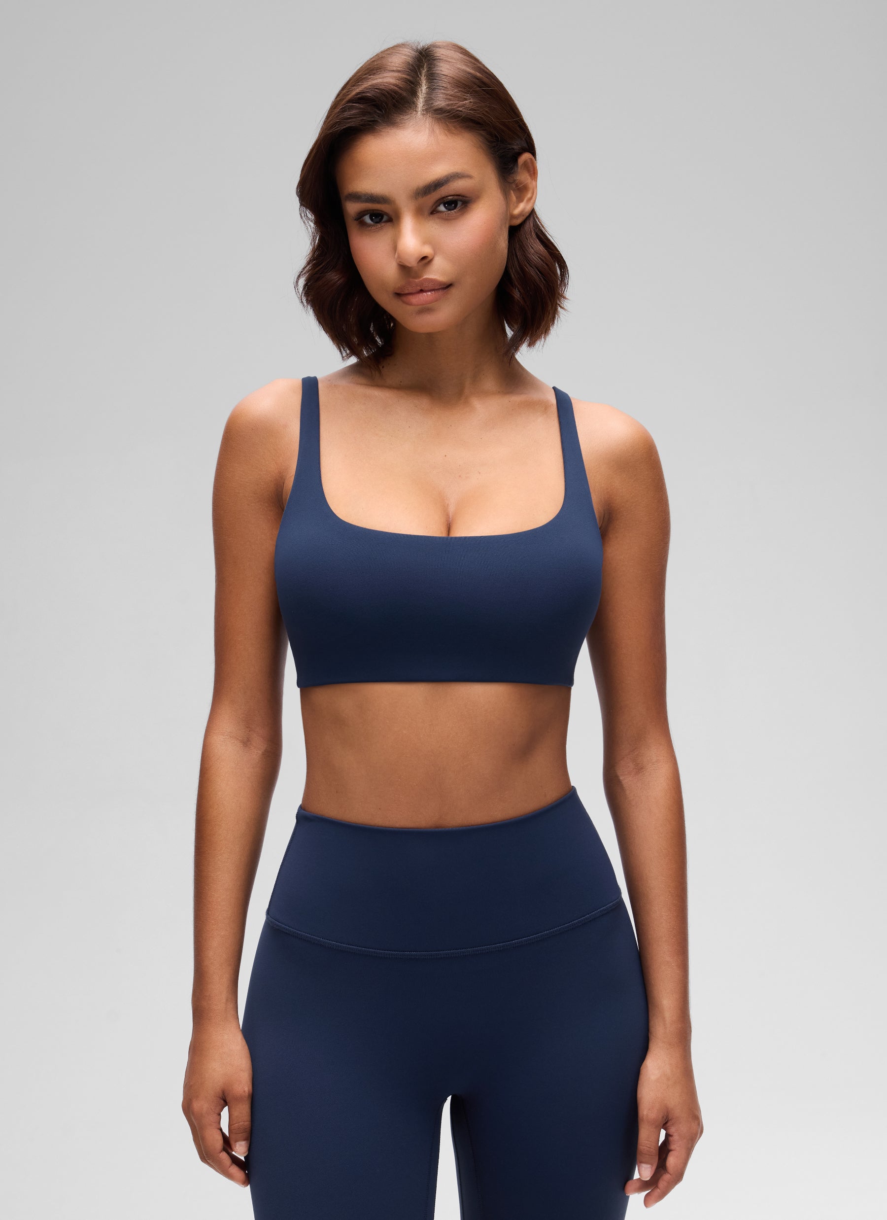 CRZ YOGA Soutien-gorge caraco Butterluxe rembourré à col carré pour femme, Bleu Club
