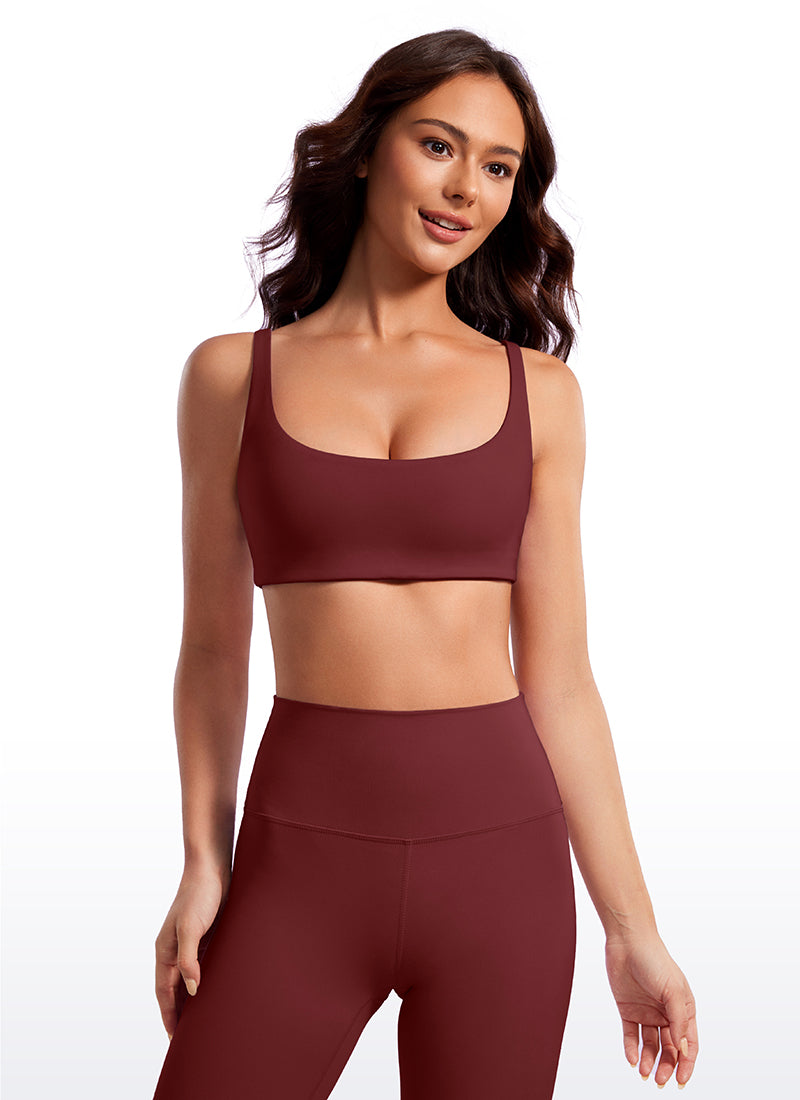 CRZ YOGA - Sutien mini cu cupe căptușite, model cami cu decolteu pătrat, pentru femei, din material Butterluxe, roșu „Noctilucence”