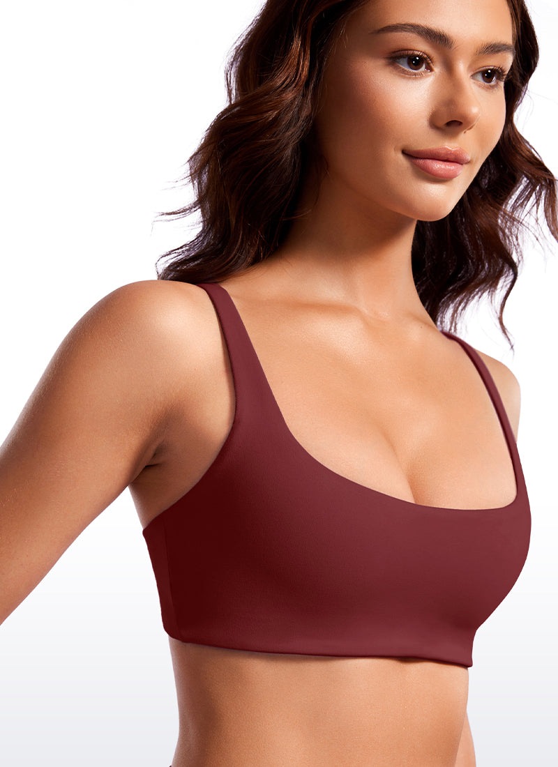 CRZ YOGA - Sutien mini cu cupe căptușite, model cami cu decolteu pătrat, pentru femei, din material Butterluxe, roșu „Noctilucence”