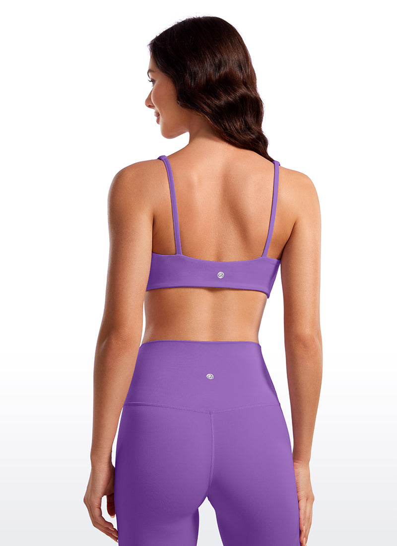 CRZ YOGA - Sutien mini cu cupe căptușite pentru femei, model „Butterluxe”, cu decolteu pătrat, culoare liliac regal