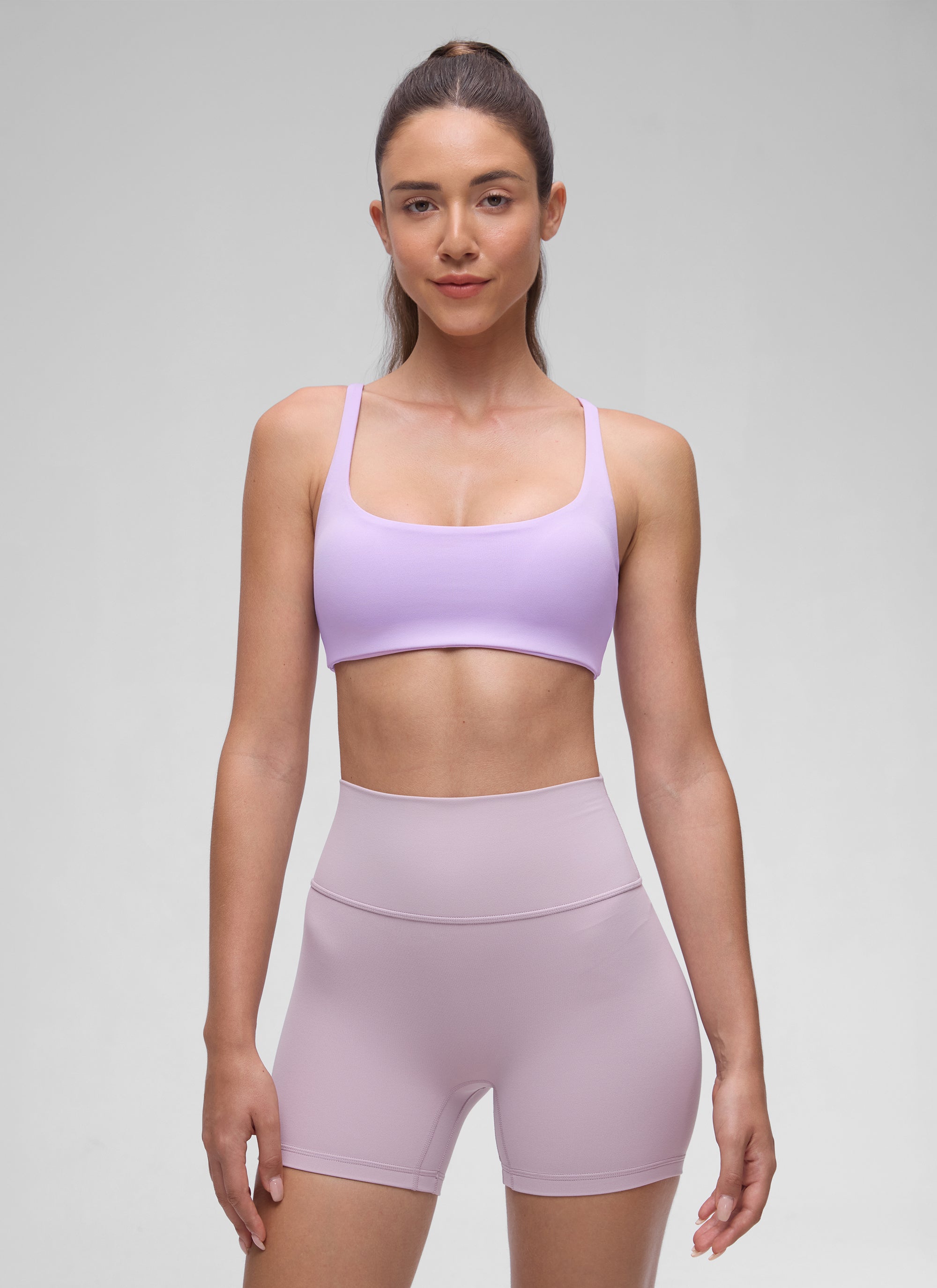 CRZ YOGA - Sutien mini cu cupe căptușite, fără mâneci, cu decolteu pătrat, pentru femei, model Butterluxe, culoare violet elfin