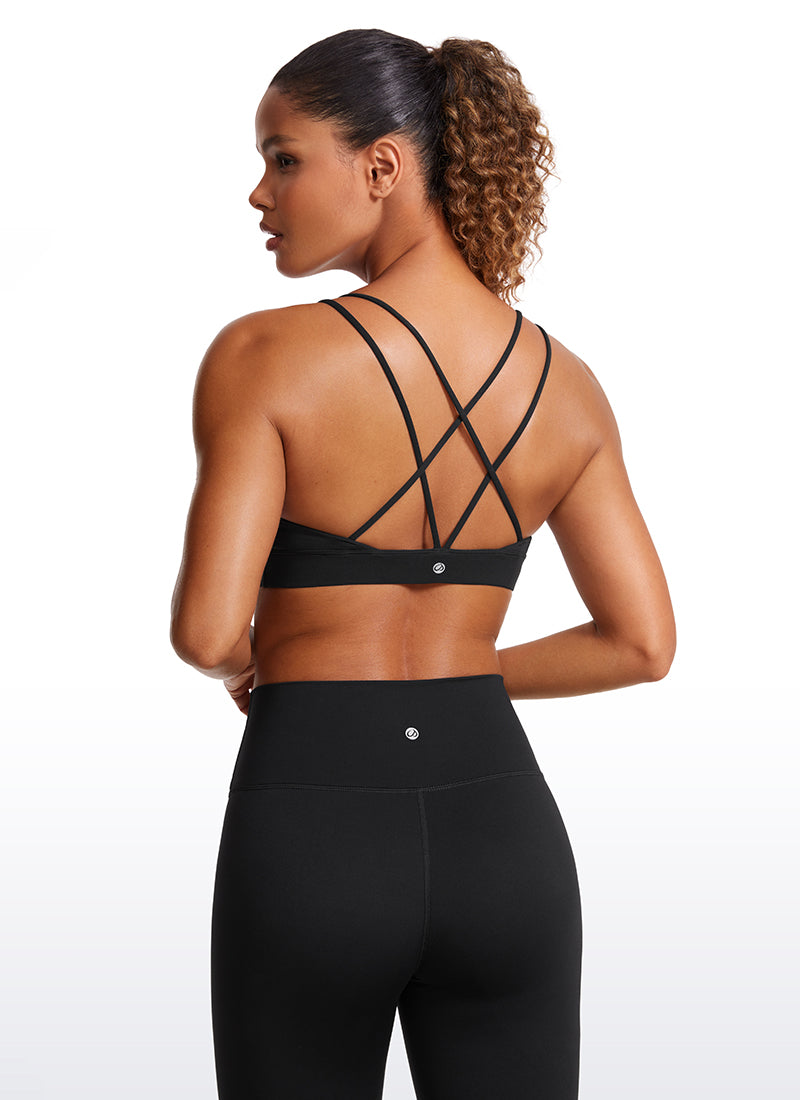 CRZ YOGA Femme, Soutien-gorge de yoga Butterluxe à maintien léger, dos à bretelles, Noir