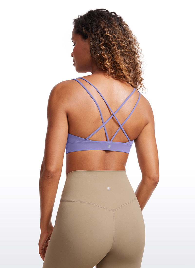 CRZ YOGA Femme Soutien-gorge de yoga Butterluxe à soutien léger, dos à bretelles, Violet Lavande Foncé