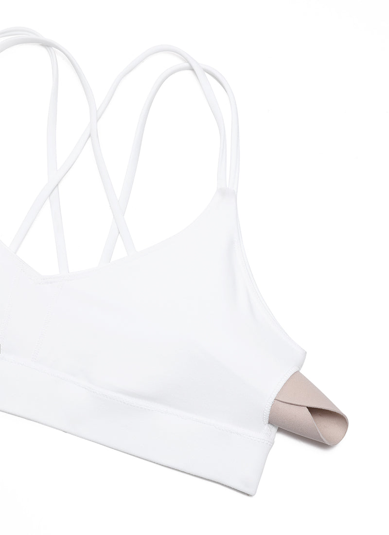 Soutien-gorge de yoga Butterluxe léger pour femme avec dos croisé Blanc