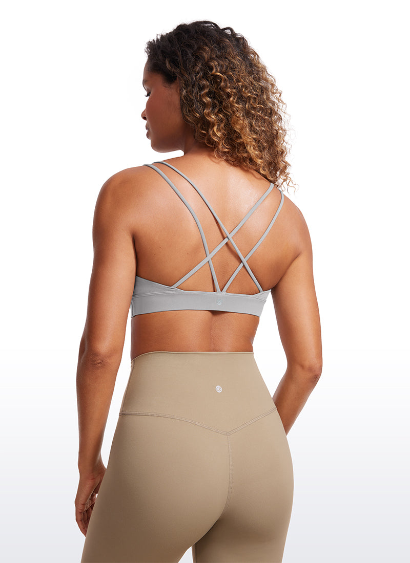 CRZ YOGA Dámská podprsenka na jógu Butterluxe s lehkou oporou, s ramínky na zádech, barva Gull Gray