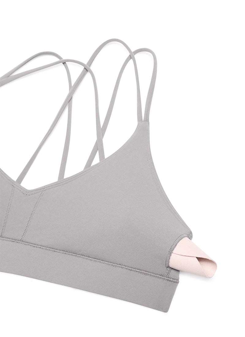 CRZ YOGA Dámská podprsenka na jógu Butterluxe s lehkou oporou, s ramínky na zádech, barva Gull Gray