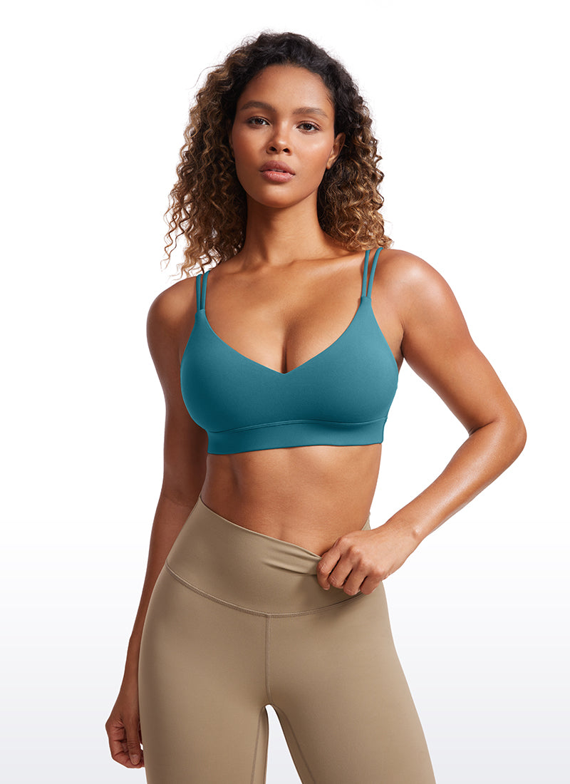 CRZ YOGA Soutien-gorge de yoga Butterluxe à soutien léger pour femme, dos à bretelles, Vert Boréal