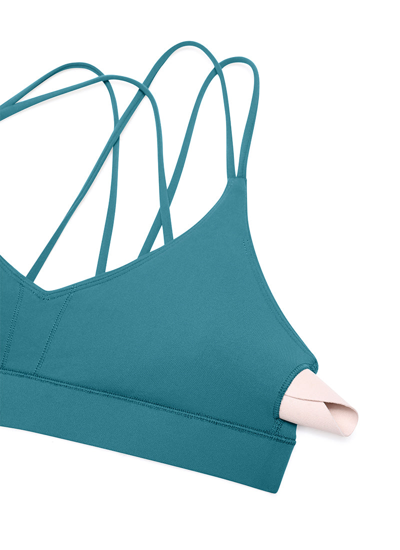 CRZ YOGA Soutien-gorge de yoga Butterluxe à soutien léger pour femme, dos à bretelles, Vert Boréal