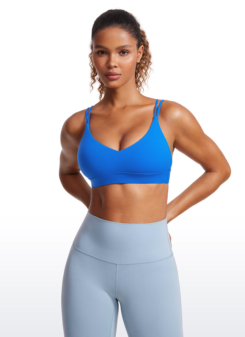 CRZ YOGA Dámská podprsenka na jógu Butterluxe s lehkou oporou, s ramínky na zádech, barva Sparkle Blue