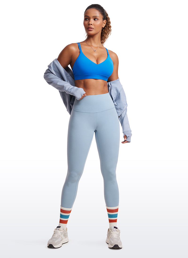 CRZ YOGA Dámská podprsenka na jógu Butterluxe s lehkou oporou, s ramínky na zádech, barva Sparkle Blue