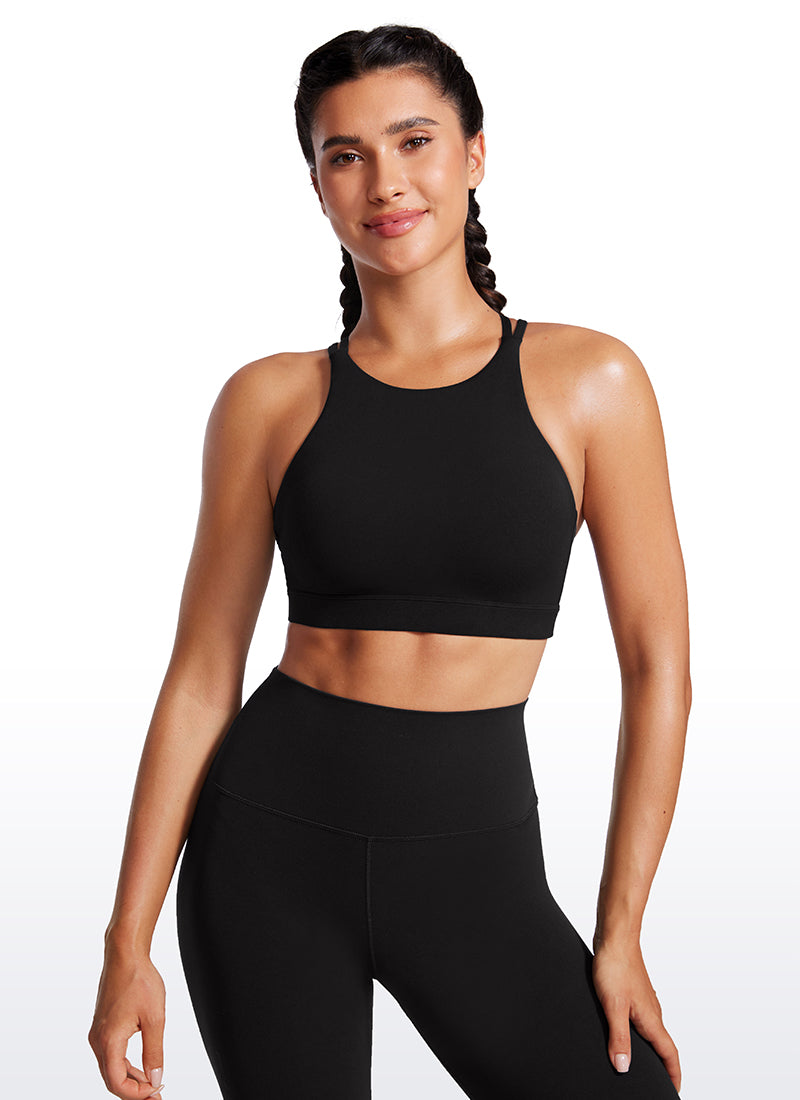 Soutien-gorge de sport long Butterluxe à dos croisé pour femme Noir