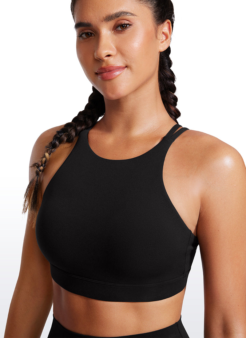 Soutien-gorge de sport long Butterluxe à dos croisé pour femme Noir