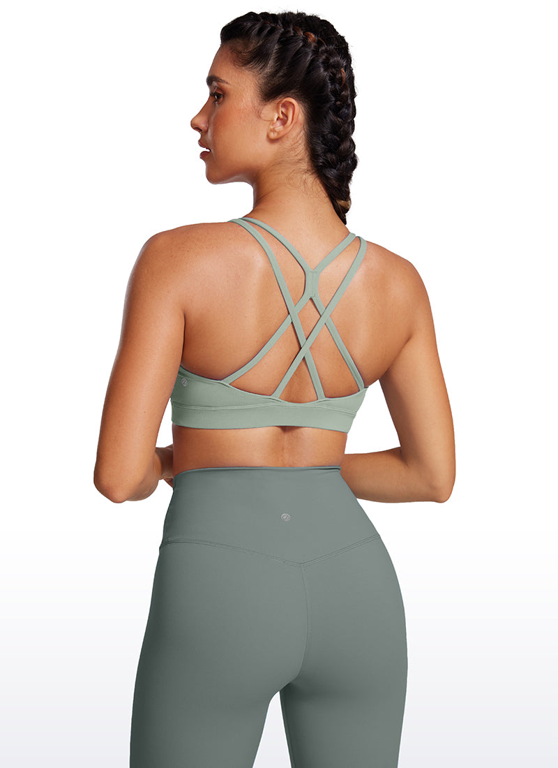 CRZ YOGA Soutien-gorge de sport Butterluxe coupe longue pour femme, dos croisé, Vert Palm Court