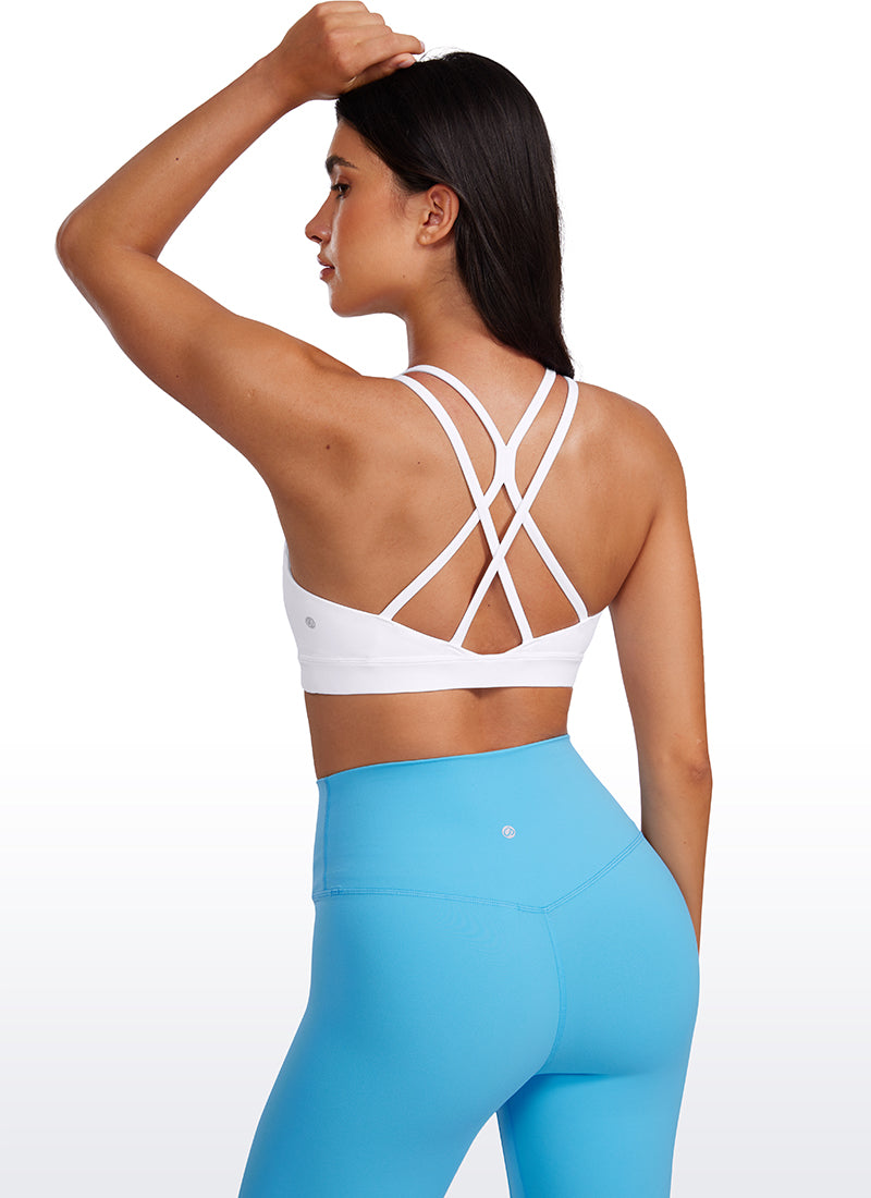 CRZ YOGA Soutien-gorge de sport long Butterluxe pour femme Dos croisé Blanc