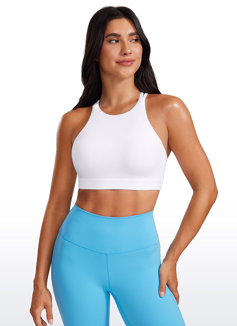 CRZ YOGA Soutien-gorge de sport long Butterluxe pour femme Dos croisé Blanc