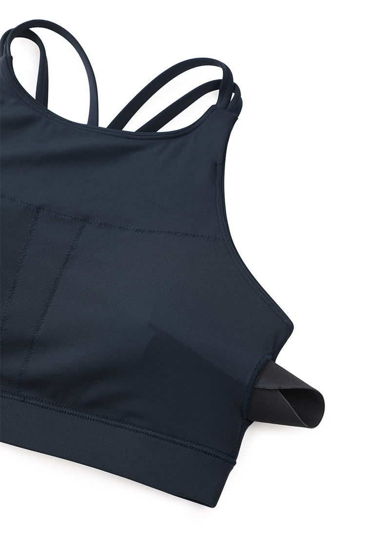CRZ YOGA Soutien-gorge de sport long Butterluxe pour femme Dos croisé Bleu marine