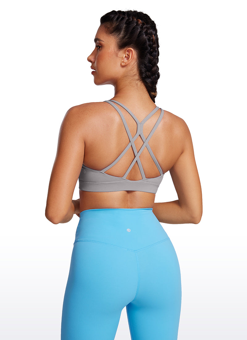 CRZ YOGA Soutien-gorge de sport long Butterluxe pour femme Dos croisé Gris mouette