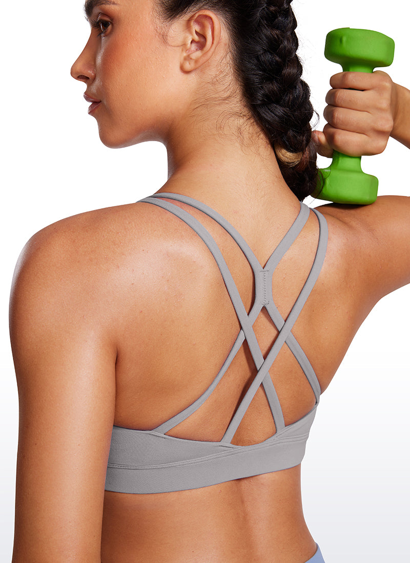 CRZ YOGA Soutien-gorge de sport long Butterluxe pour femme Dos croisé Gris mouette