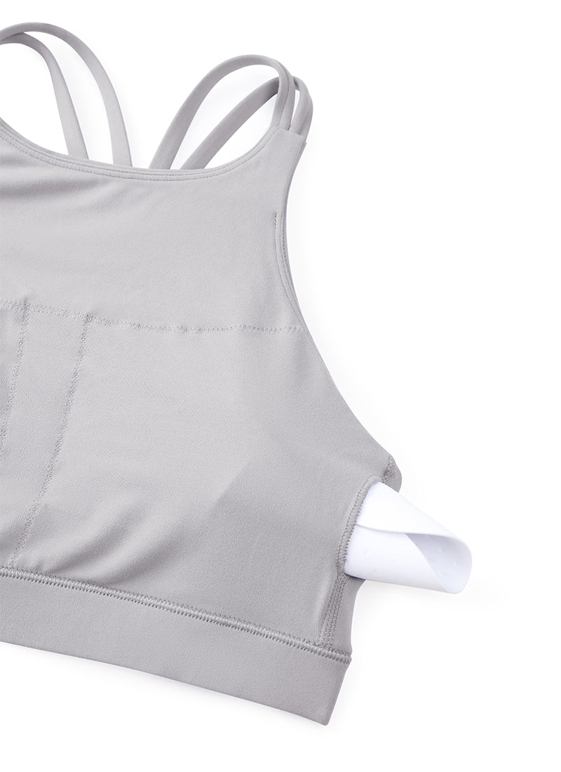 CRZ YOGA Soutien-gorge de sport long Butterluxe pour femme Dos croisé Gris mouette