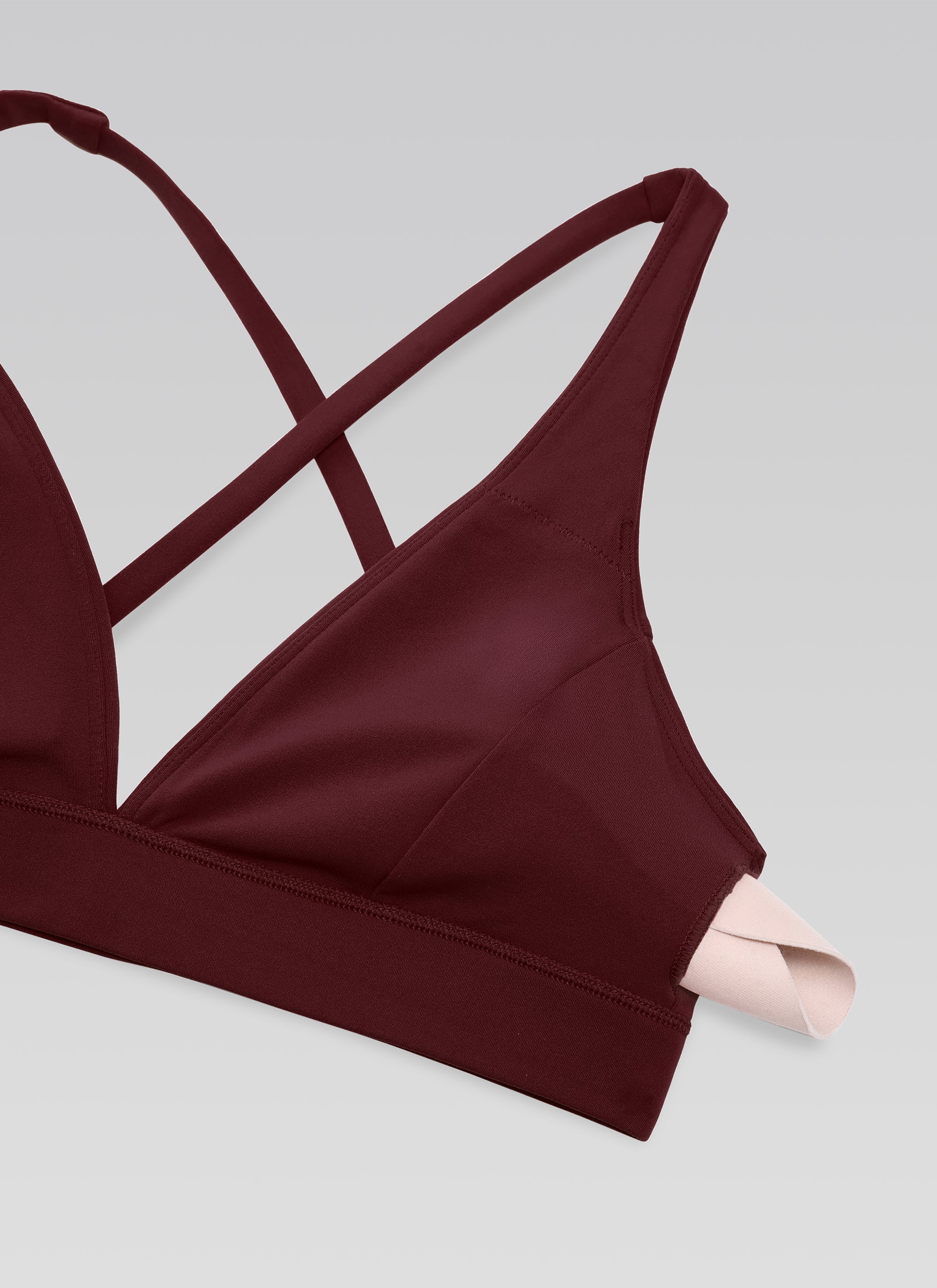 CRZ YOGA Women's Light Support Butterluxe Yoga Bra Strappy back V Neck Red Merlot