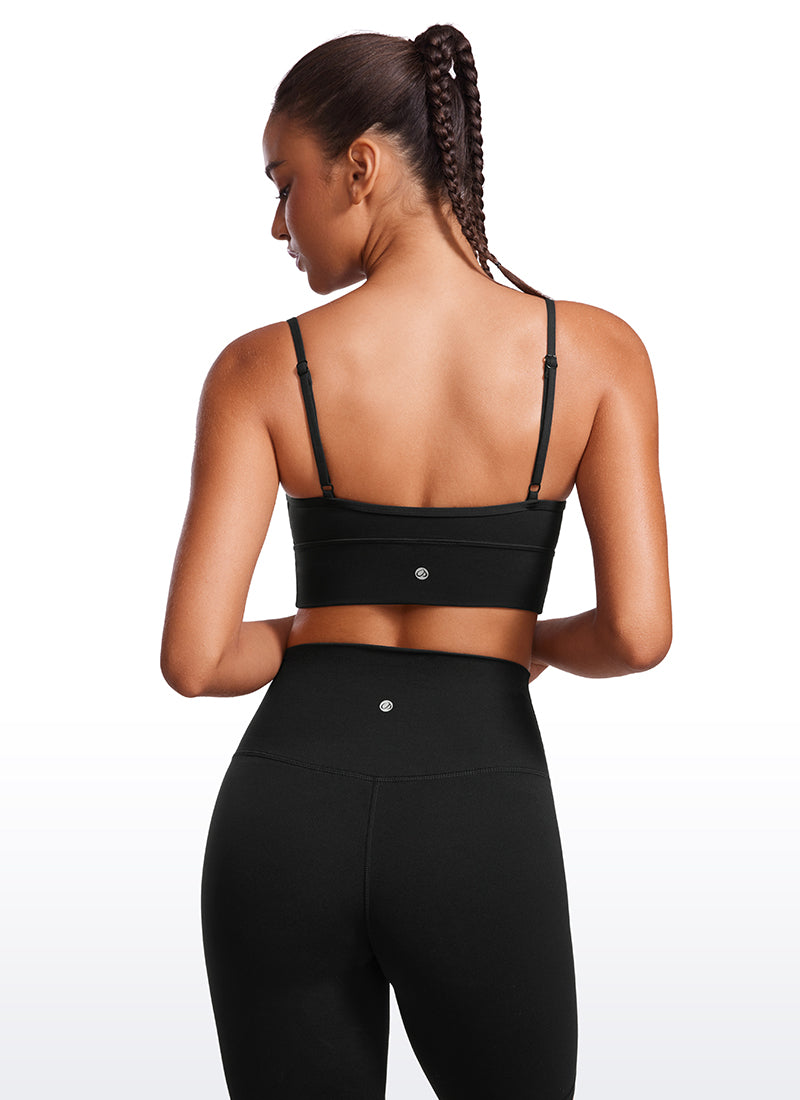 CRZ YOGA Butterluxe – Sutien sport de yoga pentru femei, cu decolteu în V, croi lung și cupe căptușite, negru