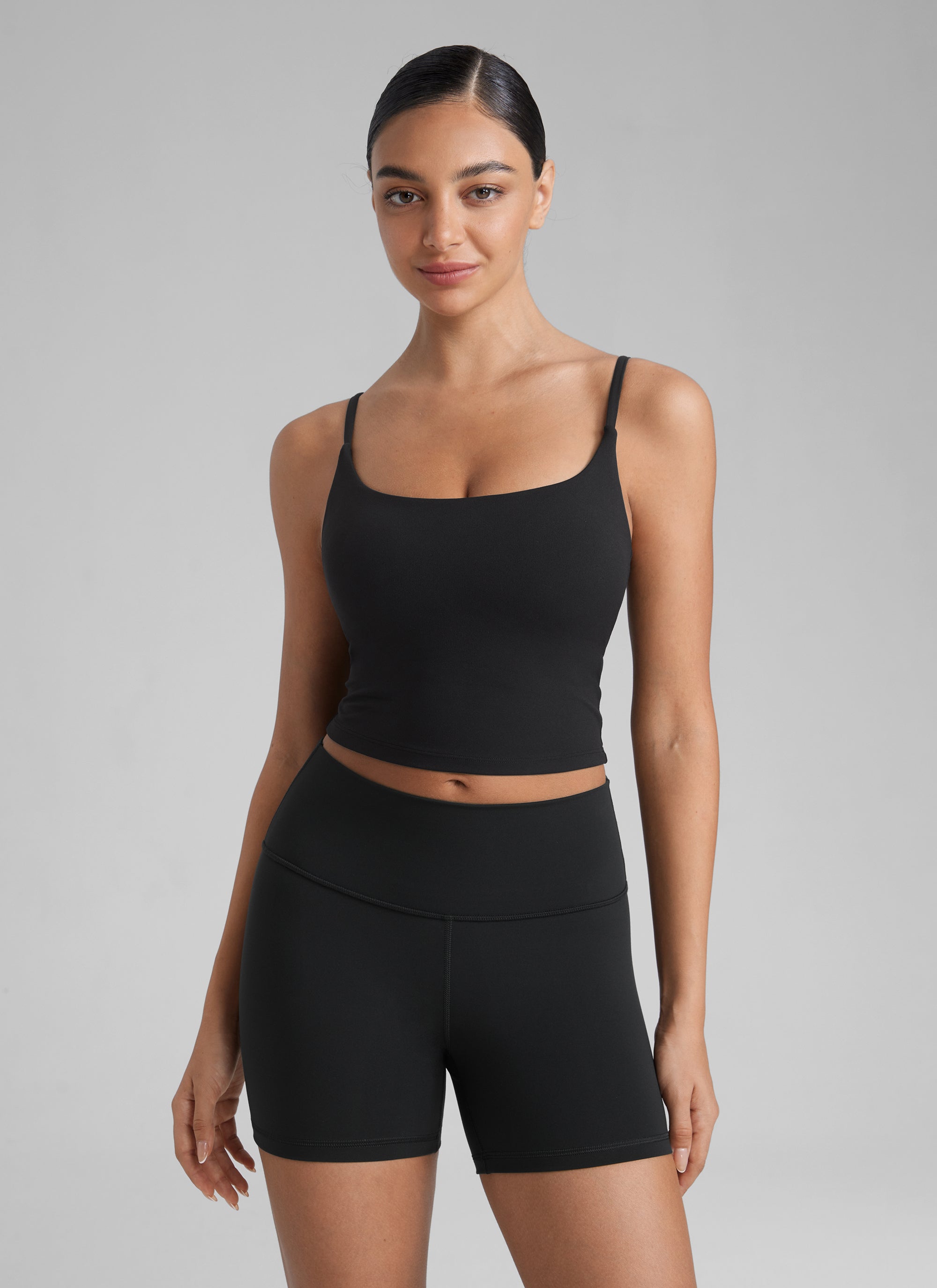 CRZ YOGA Butterlift-sport-bh til kvinder med rund halsudskæring og U-formet ryg, lang model, sort