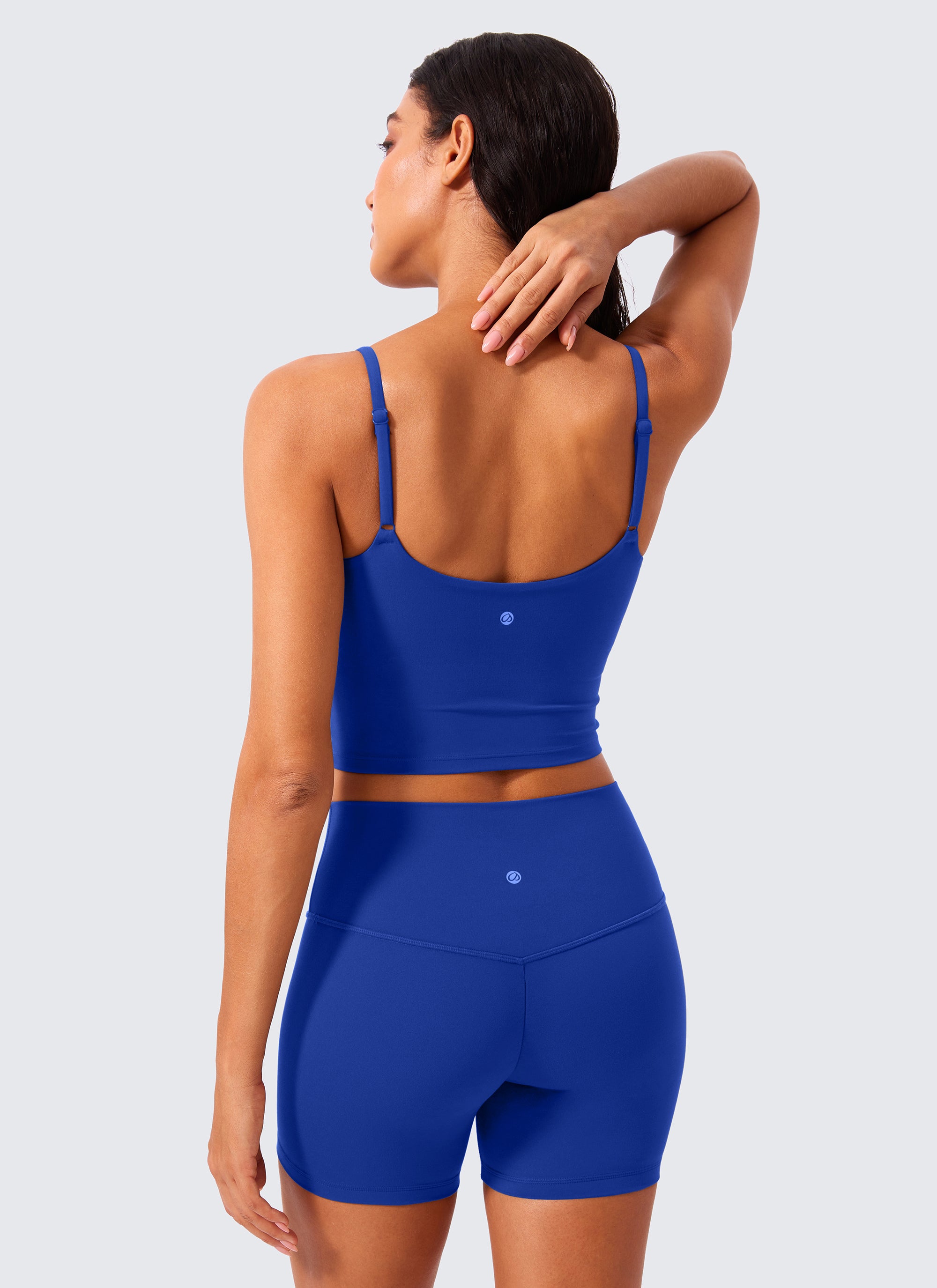 CRZ YOGA Dames Butterlift Yoga Longline sport-bh met ronde hals en U-rug, Waves blauw