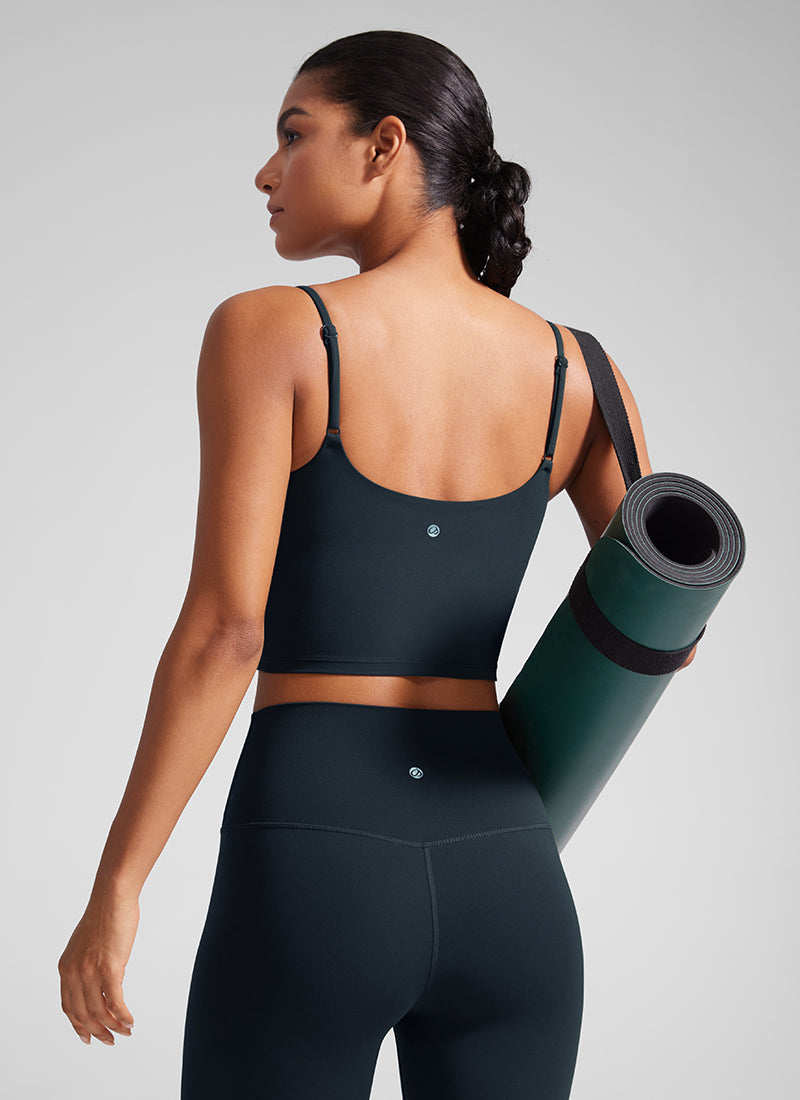 CRZ YOGA Dames Butterlift Yoga Longline sport-bh met ronde hals en U-rug, Echt marineblauw