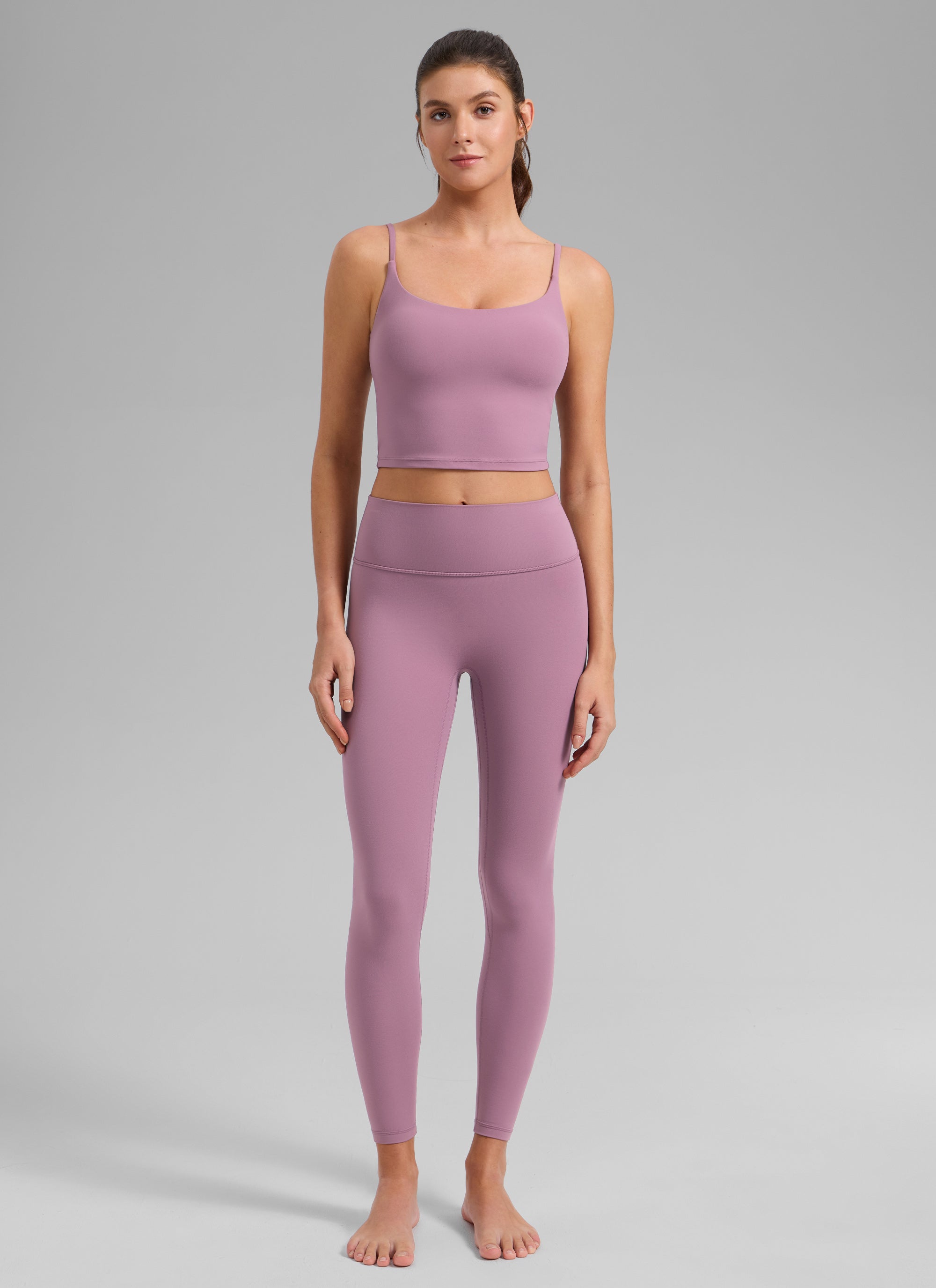CRZ YOGA Dames Butterlift Yoga Longline sport-bh met ronde hals en U-rug, Licht lavendel