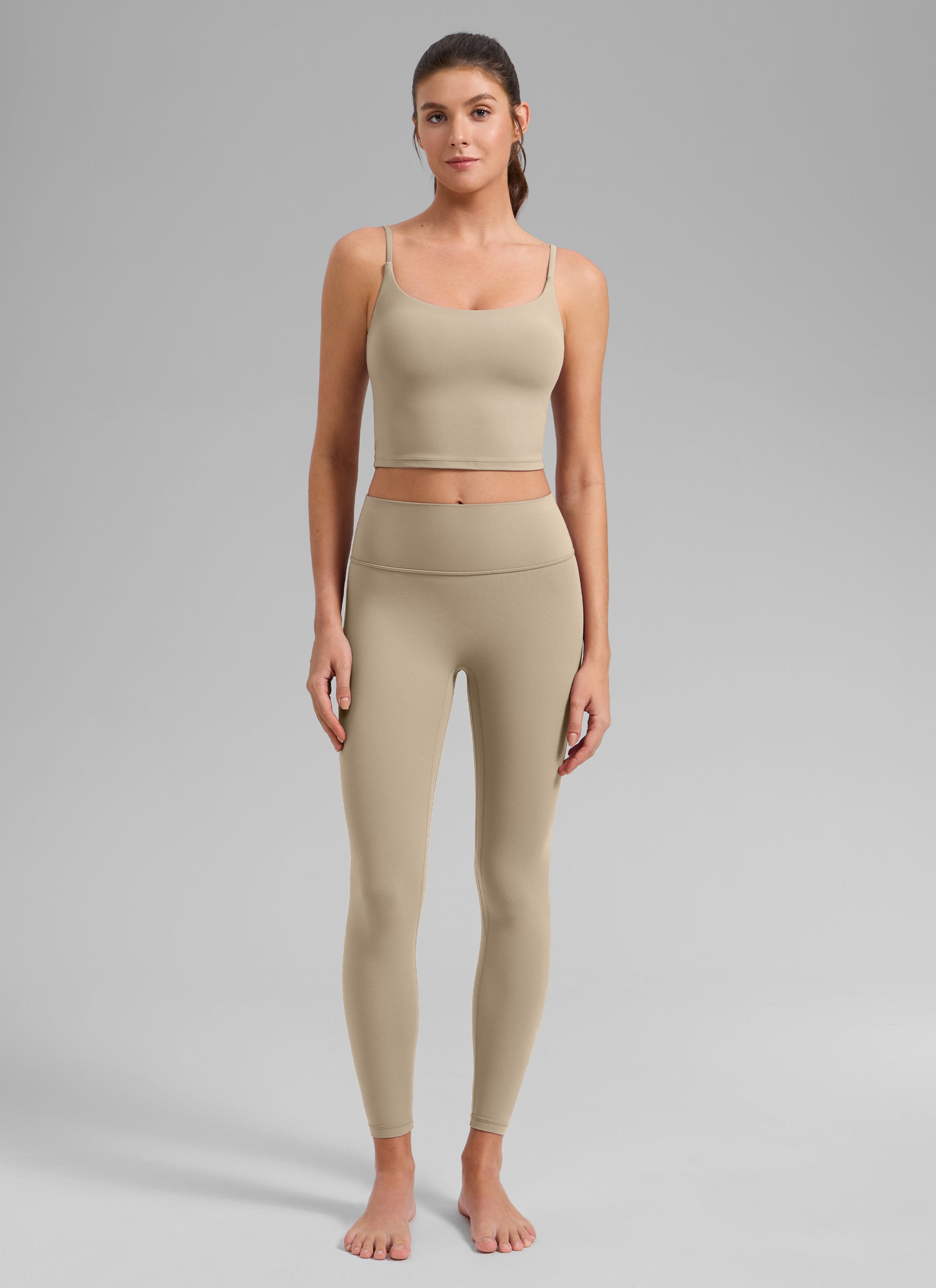 CRZ YOGA Dames Butterlift Yoga Longline sport-bh met ronde hals en U-rug, Eiken