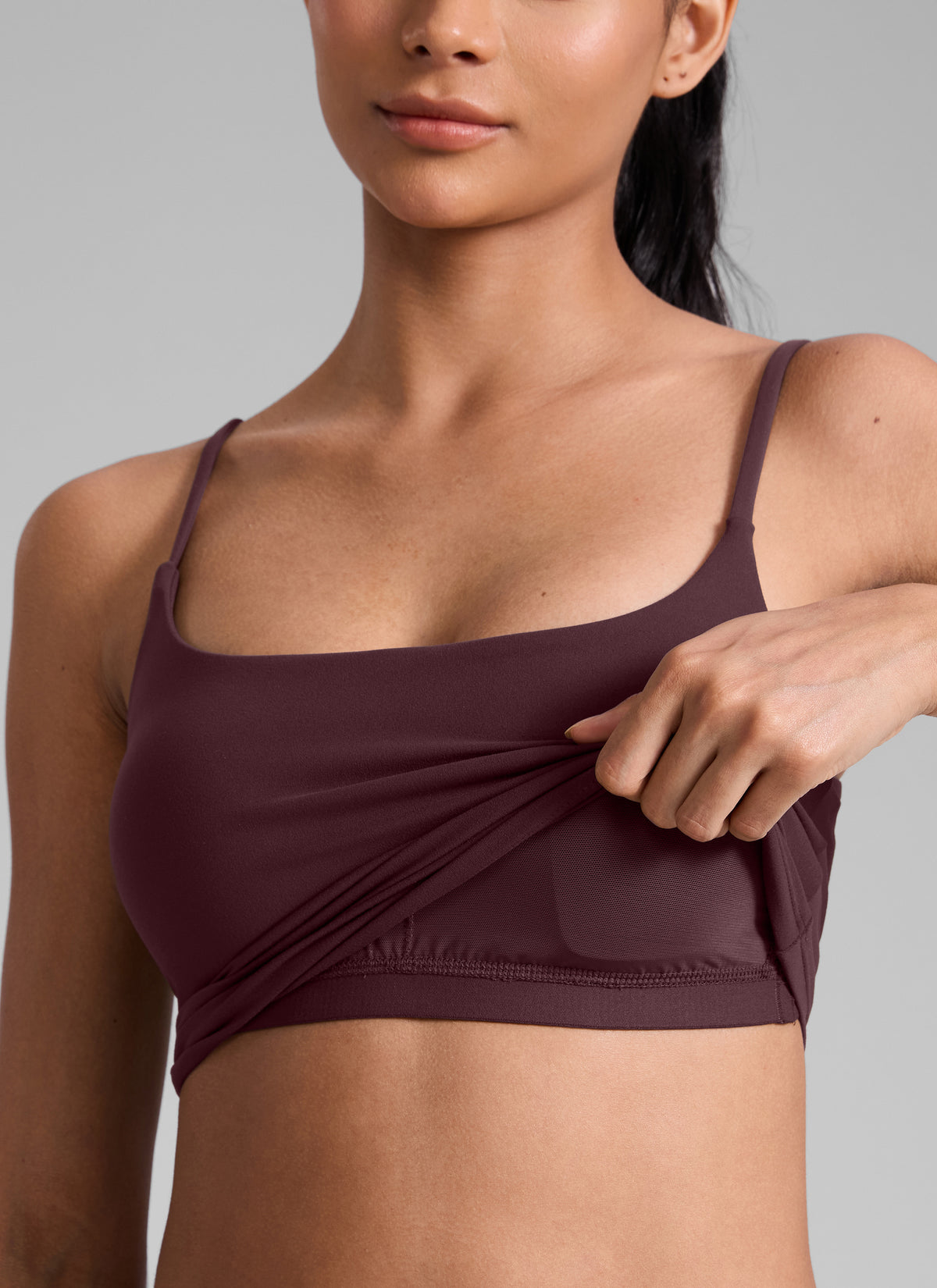 CRZ YOGA Butterlift Scoop Neck U Back Yoga Longline Sports-BH for kvinner Ripe Plum @model_info:Angelly