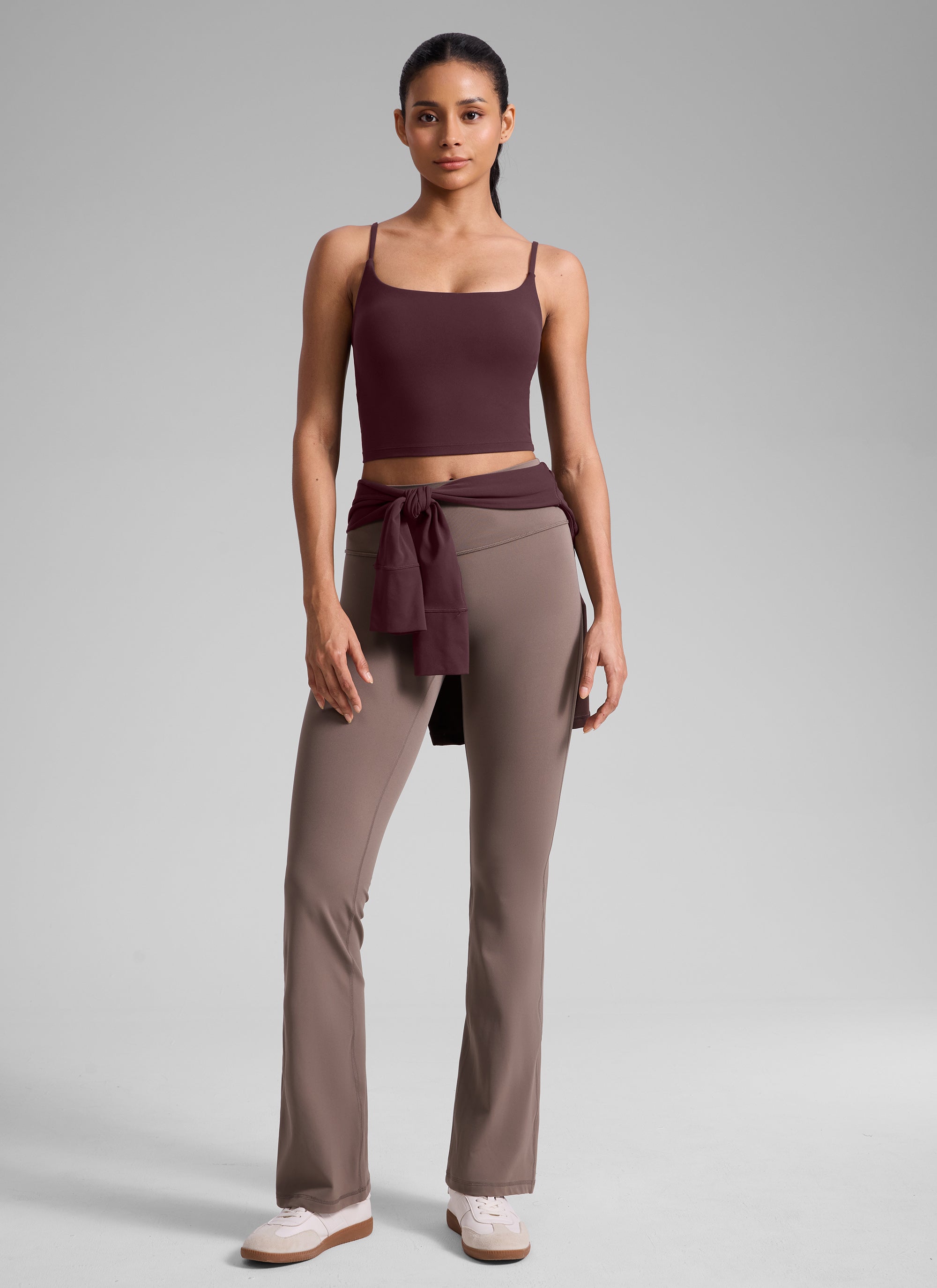 CRZ YOGA Dames Butterlift Yoga Longline sport-bh met ronde hals en U-rug, Rijpe pruim
