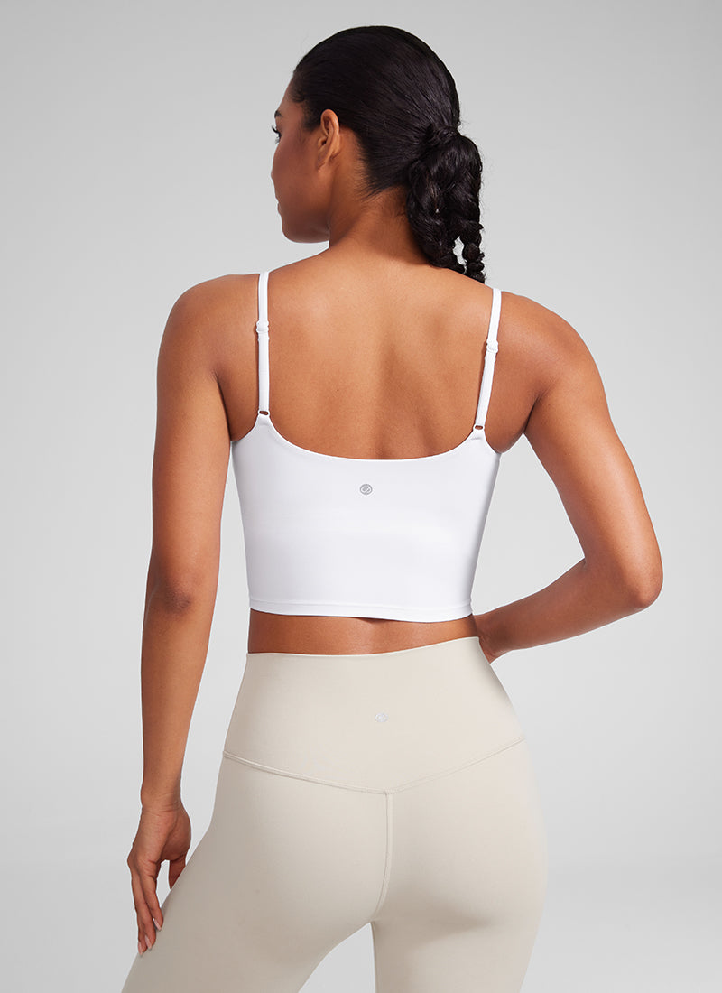 CRZ YOGA Dames Butterlift Yoga Longline sport-bh met ronde hals en U-rug, Wit