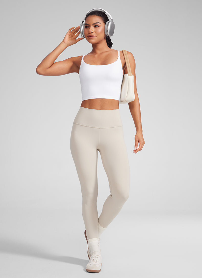 CRZ YOGA Dames Butterlift Yoga Longline sport-bh met ronde hals en U-rug, Wit