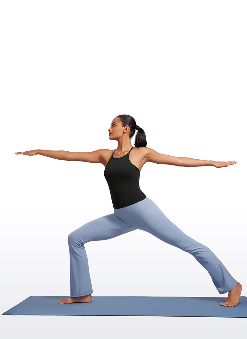 CRZ YOGA Débardeurs rembourrés dos nageur Butterluxe à col montant pour femme Noir