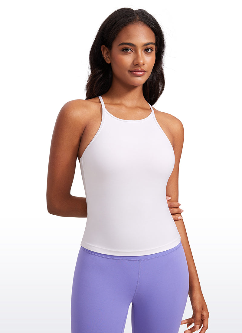 CRZ YOGA Débardeurs rembourrés dos nageur Butterluxe à col montant pour femme Blanc