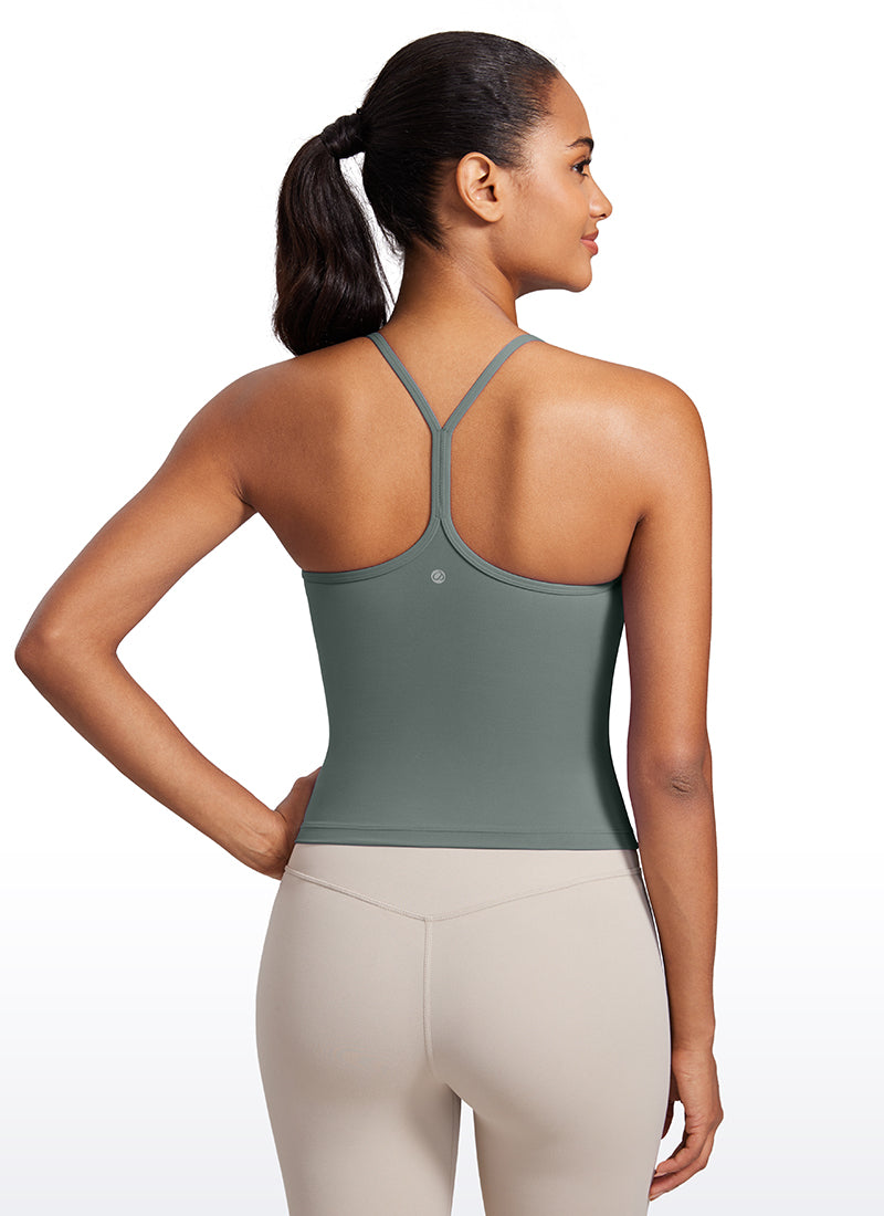 CRZ YOGA Débardeurs rembourrés dos nageur Butterluxe à col montant pour femme Gris Sauge