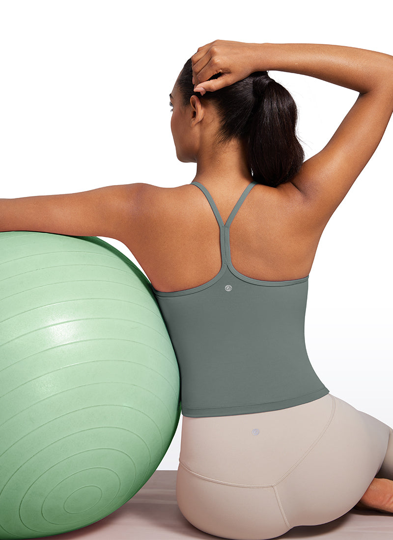 CRZ YOGA Débardeurs rembourrés dos nageur Butterluxe à col montant pour femme Gris Sauge
