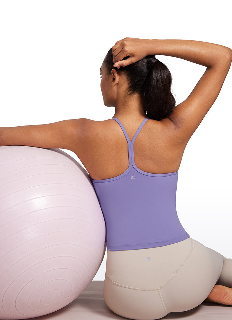 CRZ YOGA Débardeurs rembourrés dos nageur Butterluxe à col montant pour femme Violet Lavande Foncé
