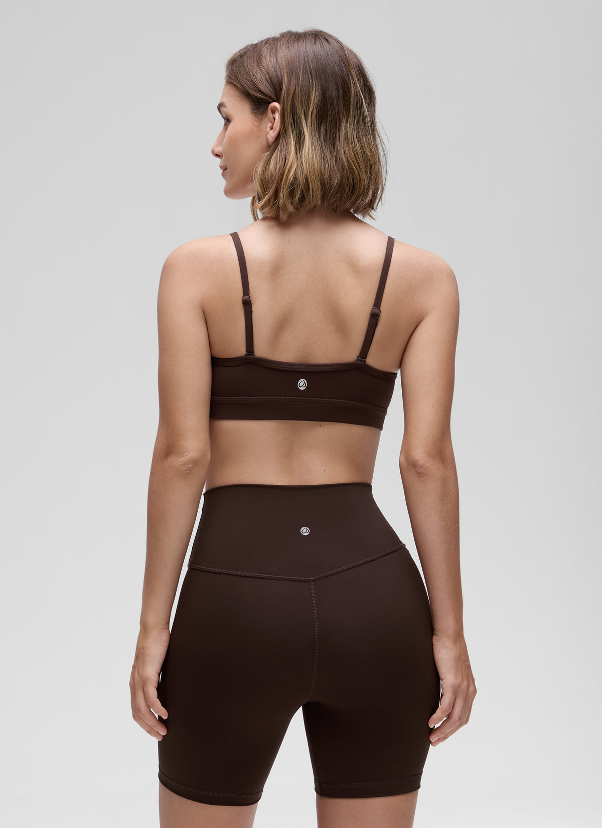CRZ YOGA Butterluxe Womens V Neck Camisole Yoga Padded Sports Bra Hot Fudge Brown @model_info:Jaynne