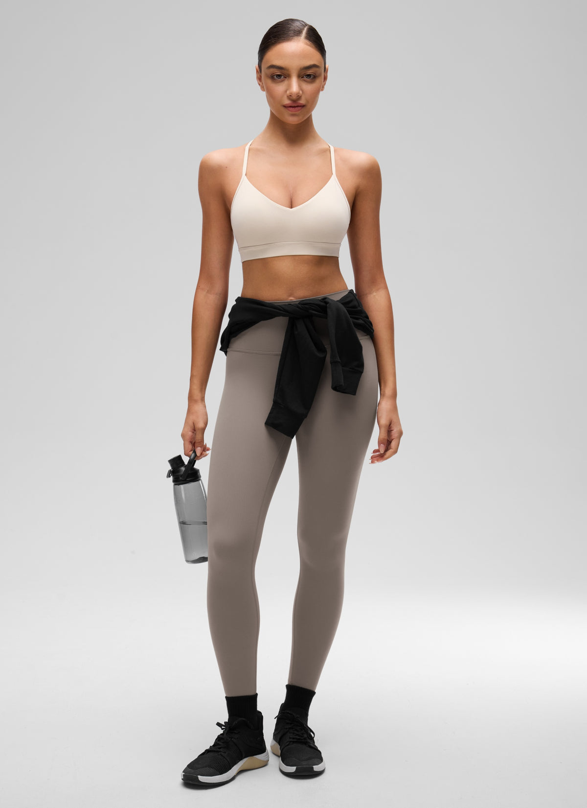 CRZ YOGA Butterluxe Womens V Neck Camisole Yoga Padded Sports Bra Mojave Tan @model_info:Anano