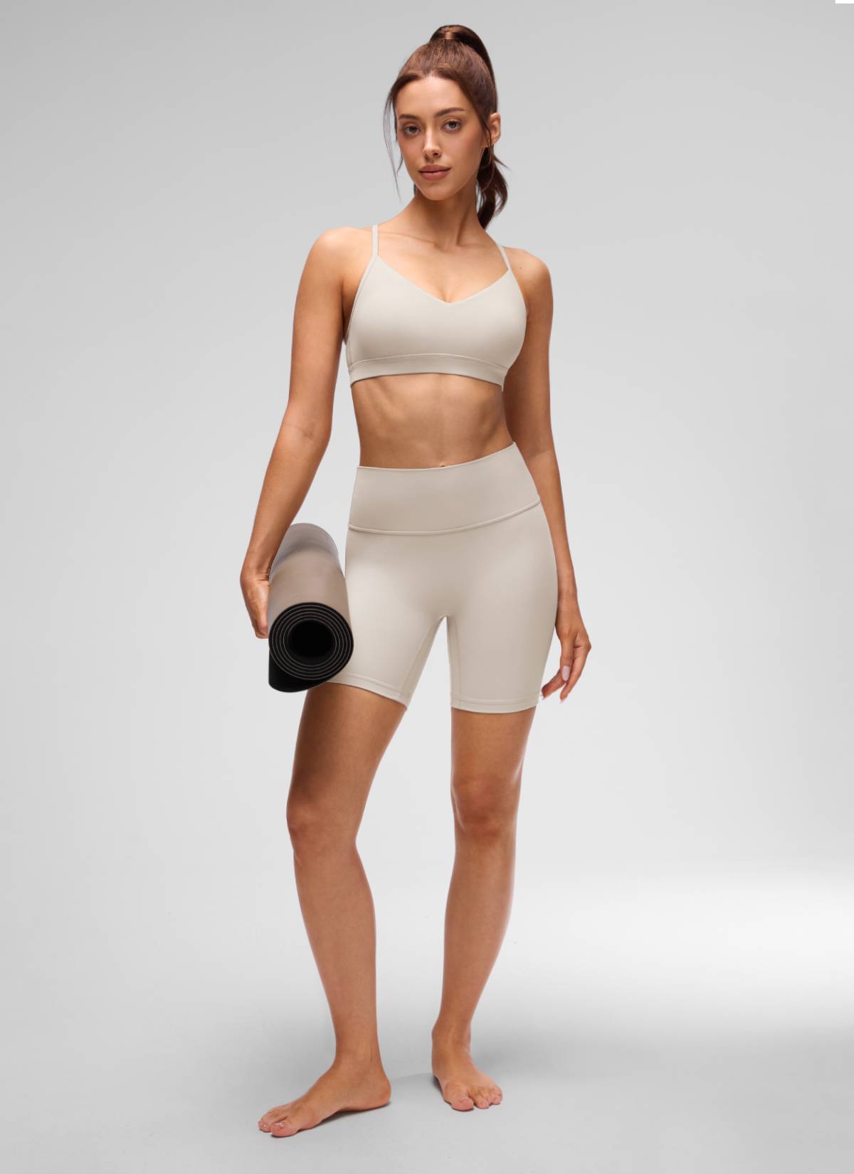 CRZ YOGA Butterluxe Womens V Neck Camisole Yoga Padded Sports Bra Mojave Tan