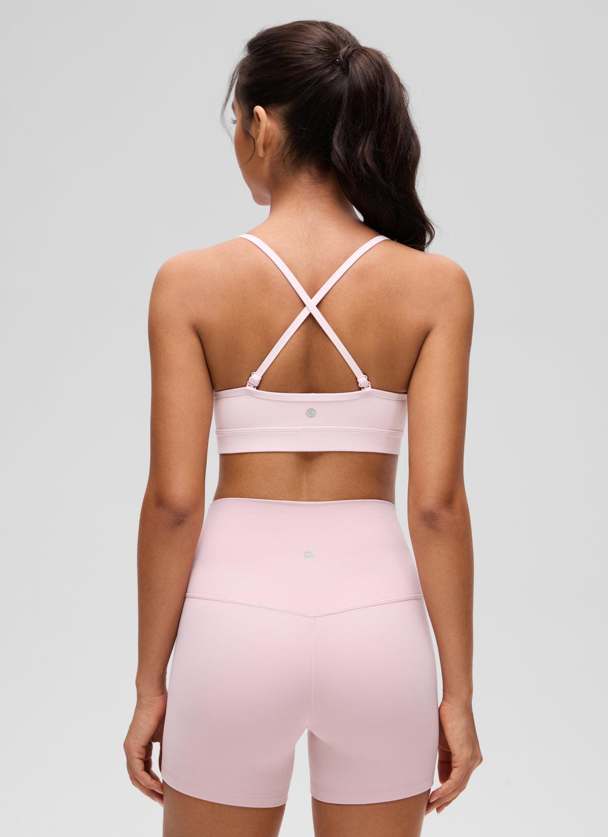 CRZ YOGA Butterluxe Womens V Neck Camisole Yoga Padded Sports Bra Strawberry Pink @model_info:Liss