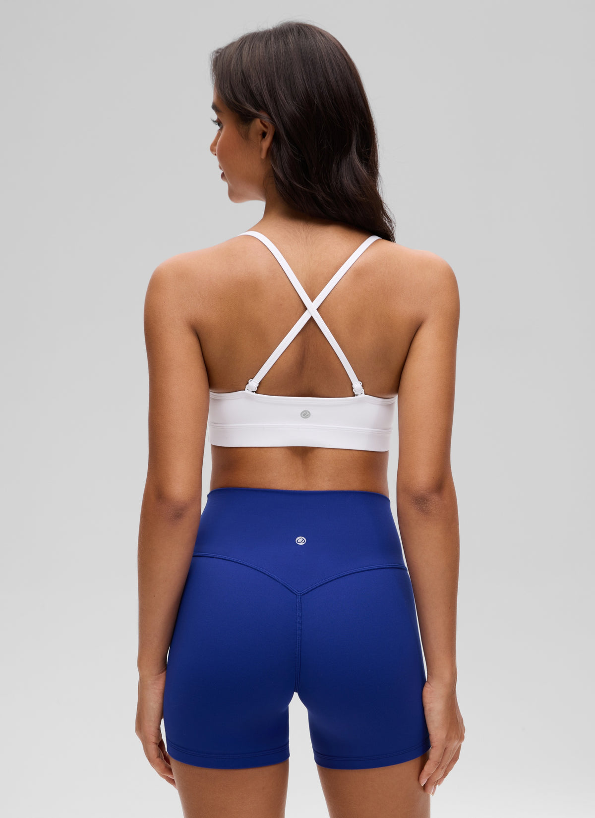 CRZ YOGA Butterluxe Womens V Neck Camisole Yoga Padded Sports Bra White @model_info:Liss
