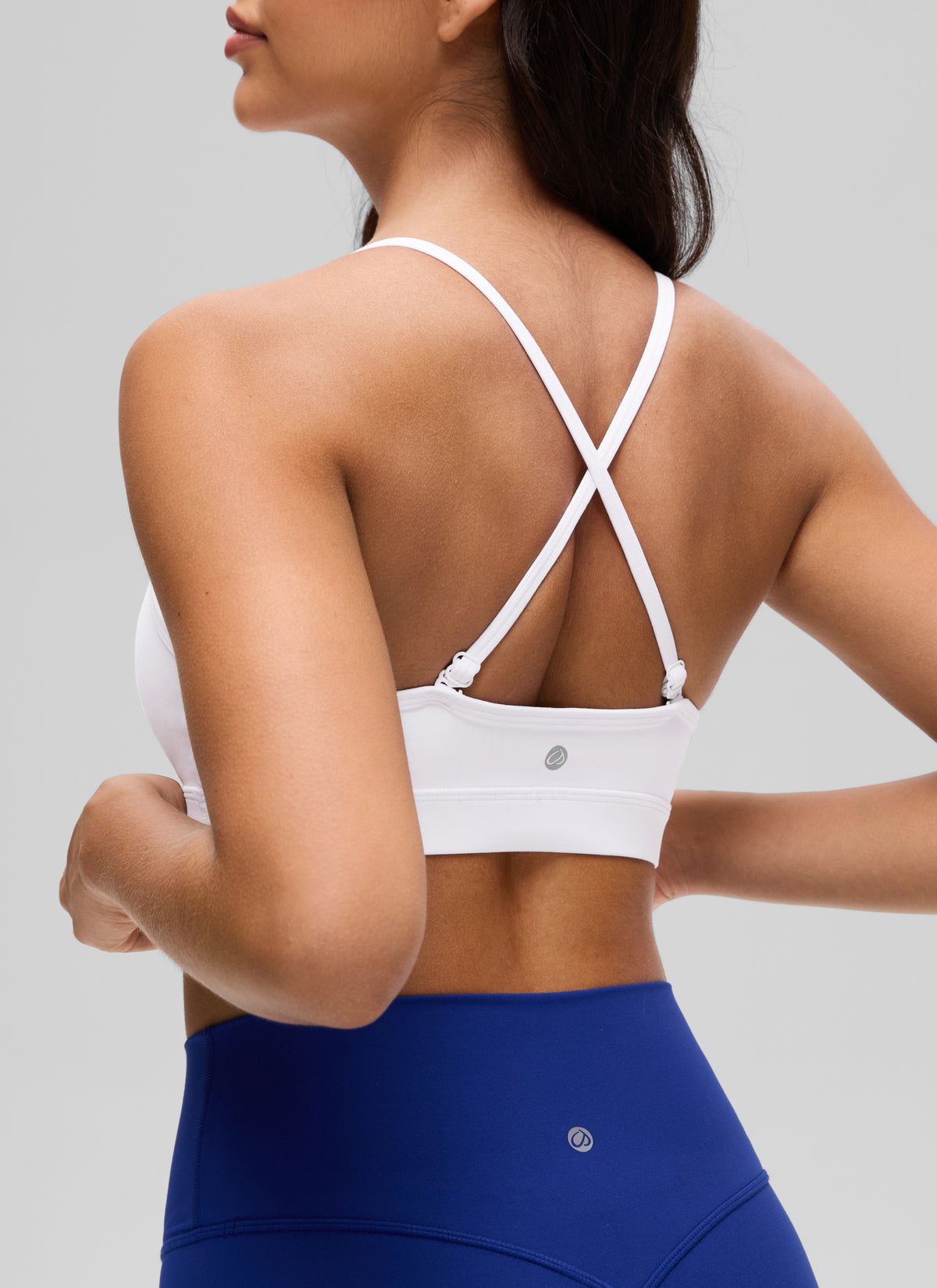 CRZ YOGA Butterluxe Womens V Neck Camisole Yoga Padded Sports Bra White @model_info:Liss