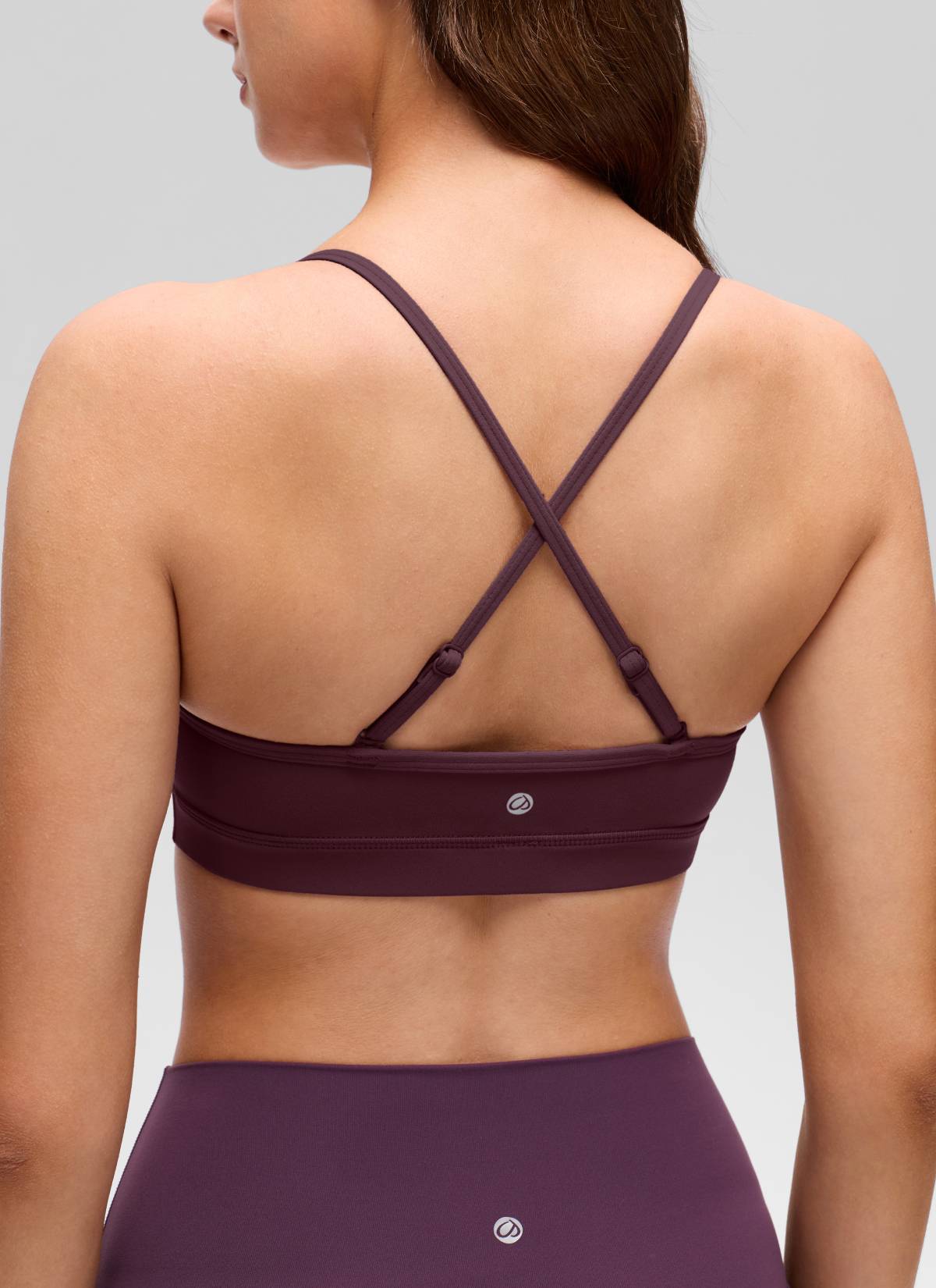 CRZ YOGA Butterluxe Womens V Neck Camisole Yoga Padded Sports Bra Ripe Plum @model_info:Gelya