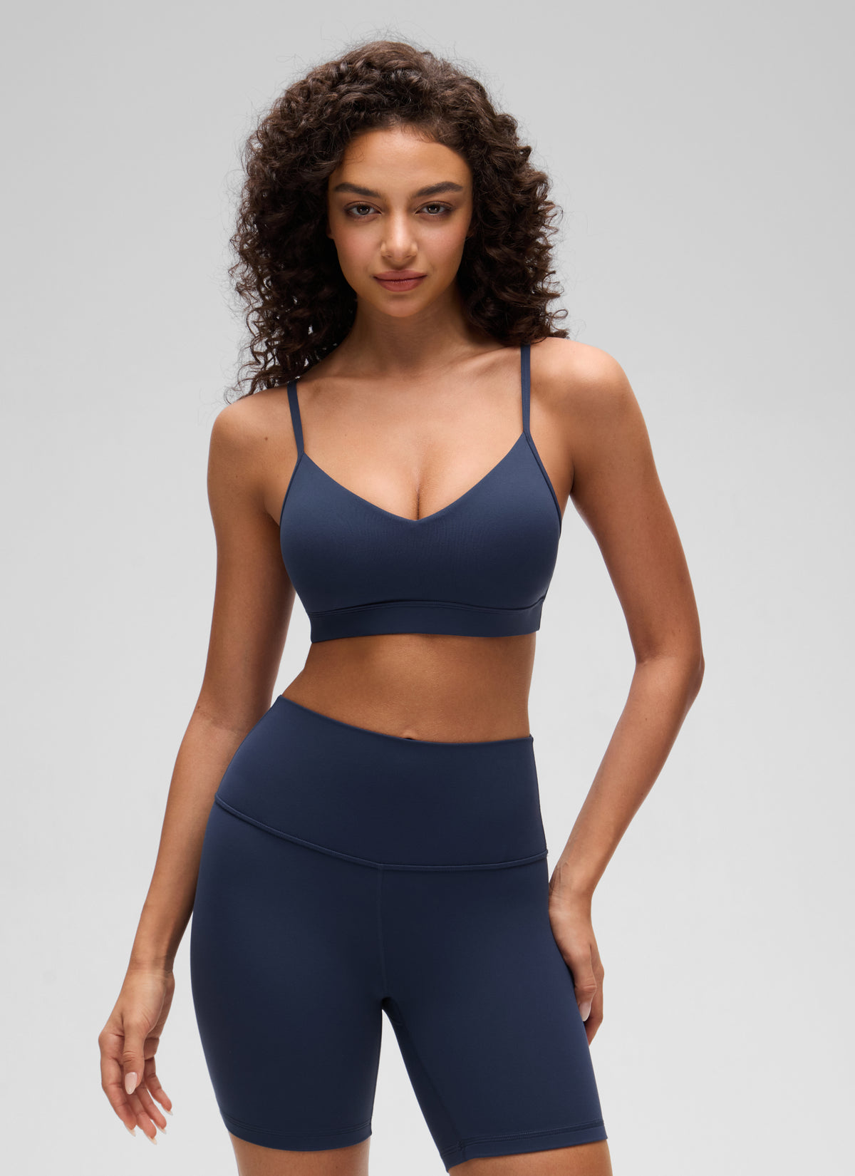 CRZ YOGA Butterluxe Womens V Neck Camisole Yoga Padded Sports Bra Club Blue @model_info:A
